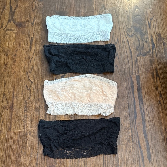 Free People Lace Bandeau Set in Black, White, and Cream - Picture 1 of 2
